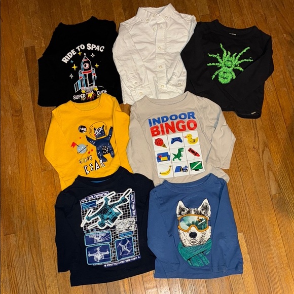 Assorted Kids Graphic Long Sleeve Shirt Set with one Dress Shirt - Picture 1 of 13